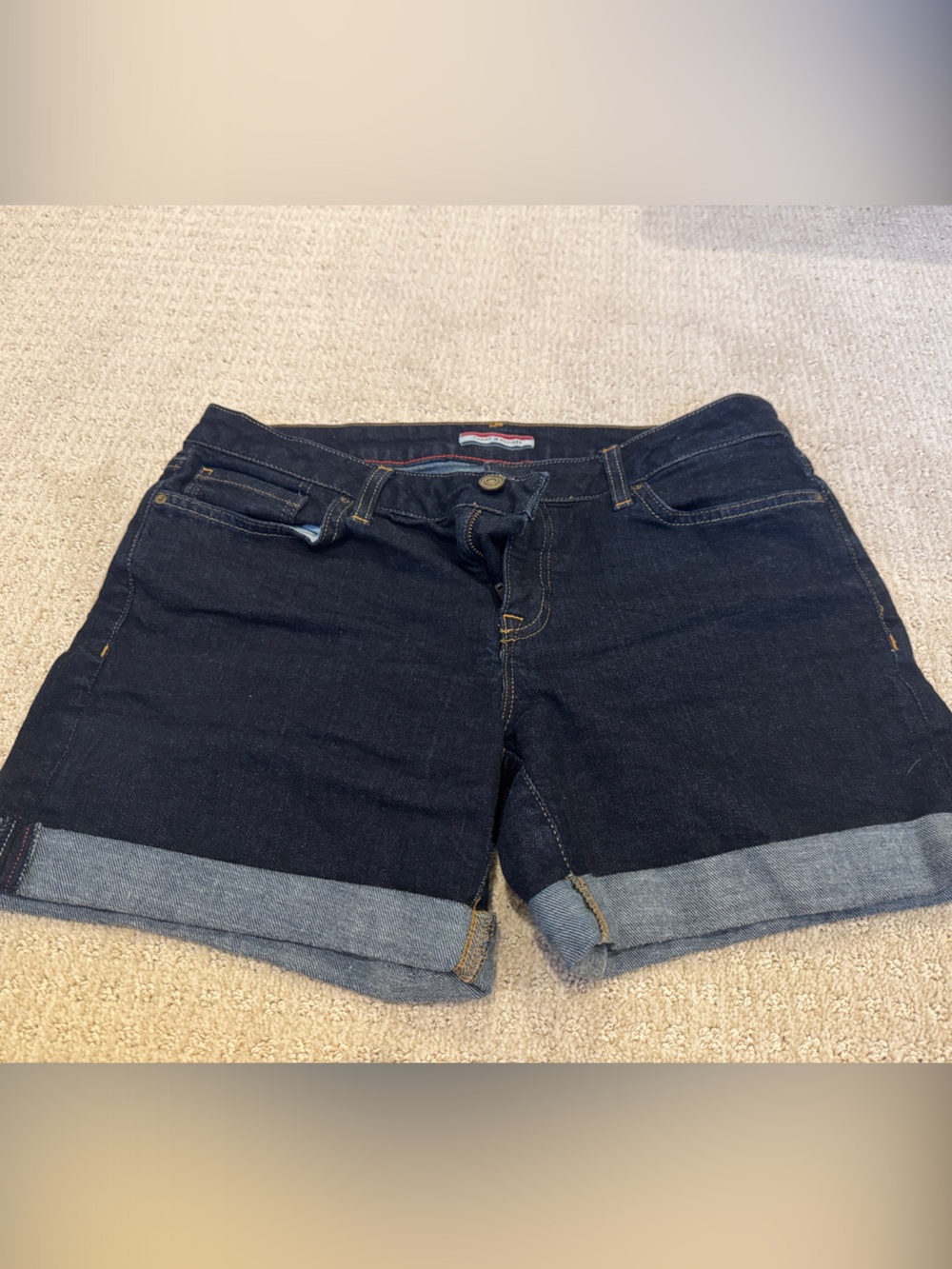 Tommy Hilfiger Dark Blue Denim Roll-Cuff Shorts